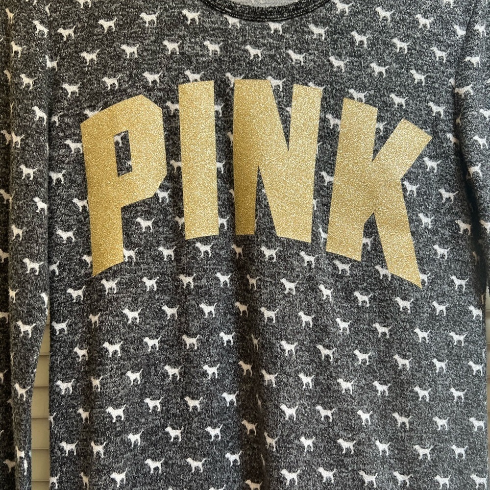 Victoria Secret PINK Women’s Sz XS Super Soft Pajama Sleepwear Shirt Gray Top - Picture 2 of 8